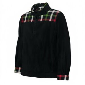 Crown & Ivy Snap Button Plaid Fleece Pullover